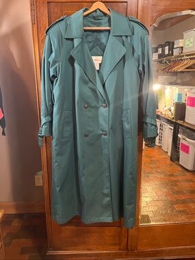 Vintage Worthington trenchcoat blue green size 10 removable lining 3355